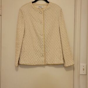 "Vintage/Helga" Cream/Silver/Gold materials Blend Together, Crinkle Style Jacket